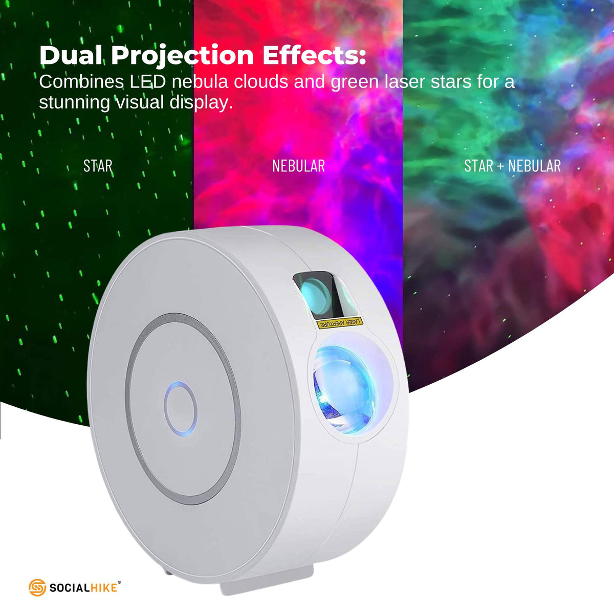 Social Hike Smart Galaxy Star Projector - WiFi LED Light App Voice Control White V238-SUPDZ-41248457195600