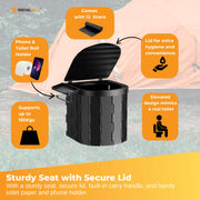 Social Hike Portable Folding Camping Toilet - Outdoor Lightweight Compact Potty V238-SUPDZ-41248958251088