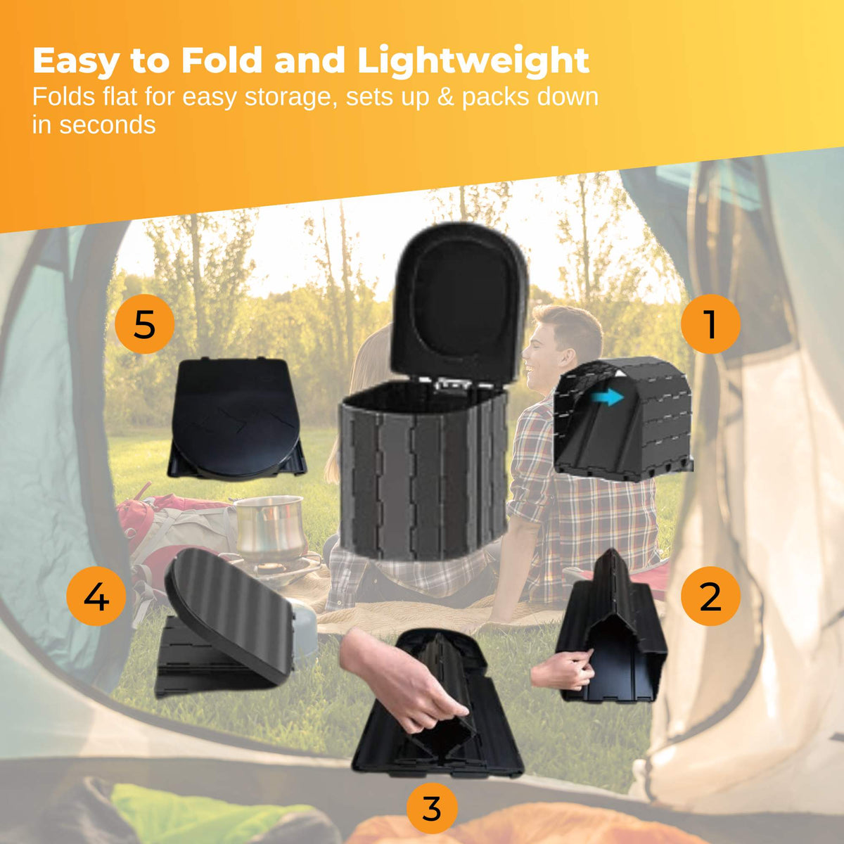 Social Hike Portable Folding Camping Toilet - Outdoor Lightweight Compact Potty V238-SUPDZ-41248958251088