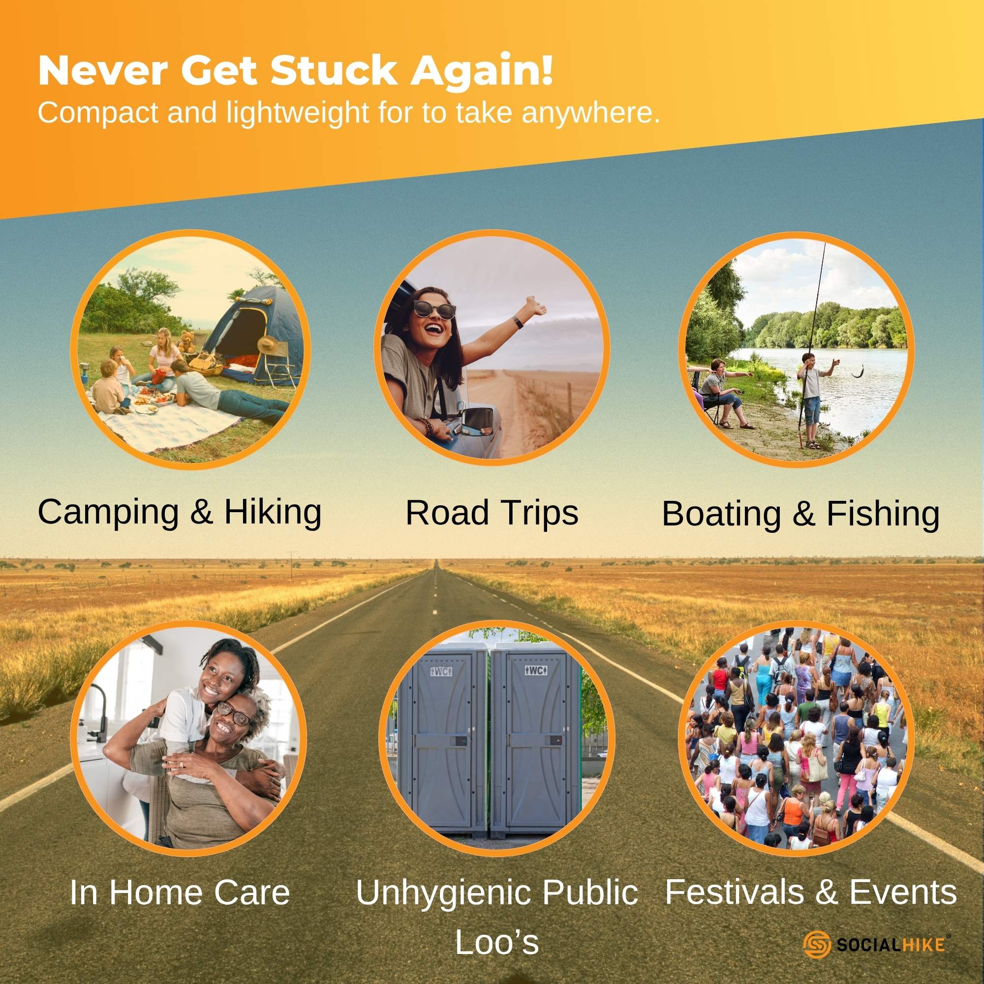 Social Hike Portable Folding Camping Toilet - Outdoor Lightweight Compact Potty V238-SUPDZ-41248958251088