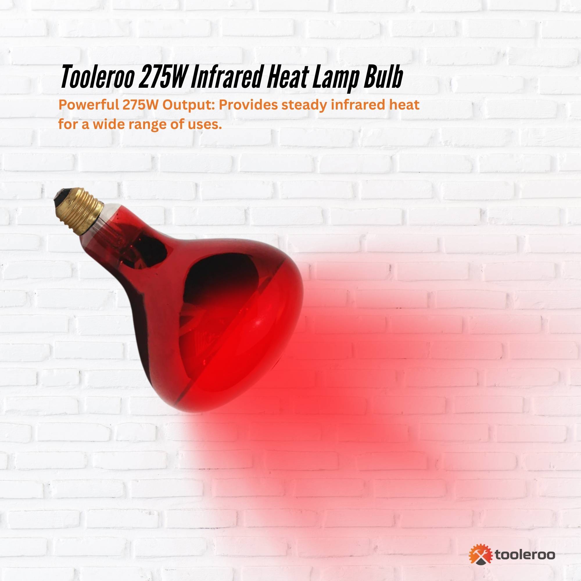 Tooleroo 275W Infrared Heat Lamp Bulb - Red Edison Screw Therapy Light YC-868B V238-SUPDZ-41305864765520