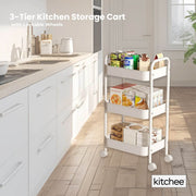 Kitchee 3-Tier Kitchen Storage Cart Trolley with Wheels - Shelf Organiser WHITE V238-SUPDZ-41307715731536