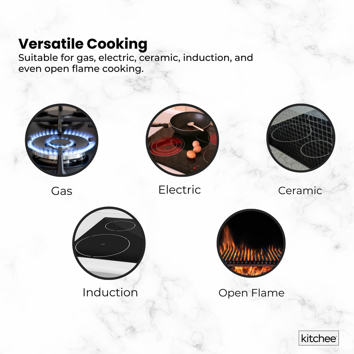 Kitchee 32cm Carbon Steel Wok Set Flat Bottom with Wood Lid + Spatula - Induction Ready V238-SUPDZ-41318283444304