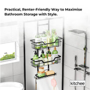 Kitchee 3 Tier Shower Caddy Over Door Bathroom Hanging Shelf Storage Rack Black V238-SUPDZ-41319004242000