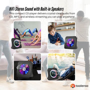 Tooleroo USB Rechargeable Desktop CD Player Speaker - Bluetooth Portable Black V238-SUPDZ-41319004274768