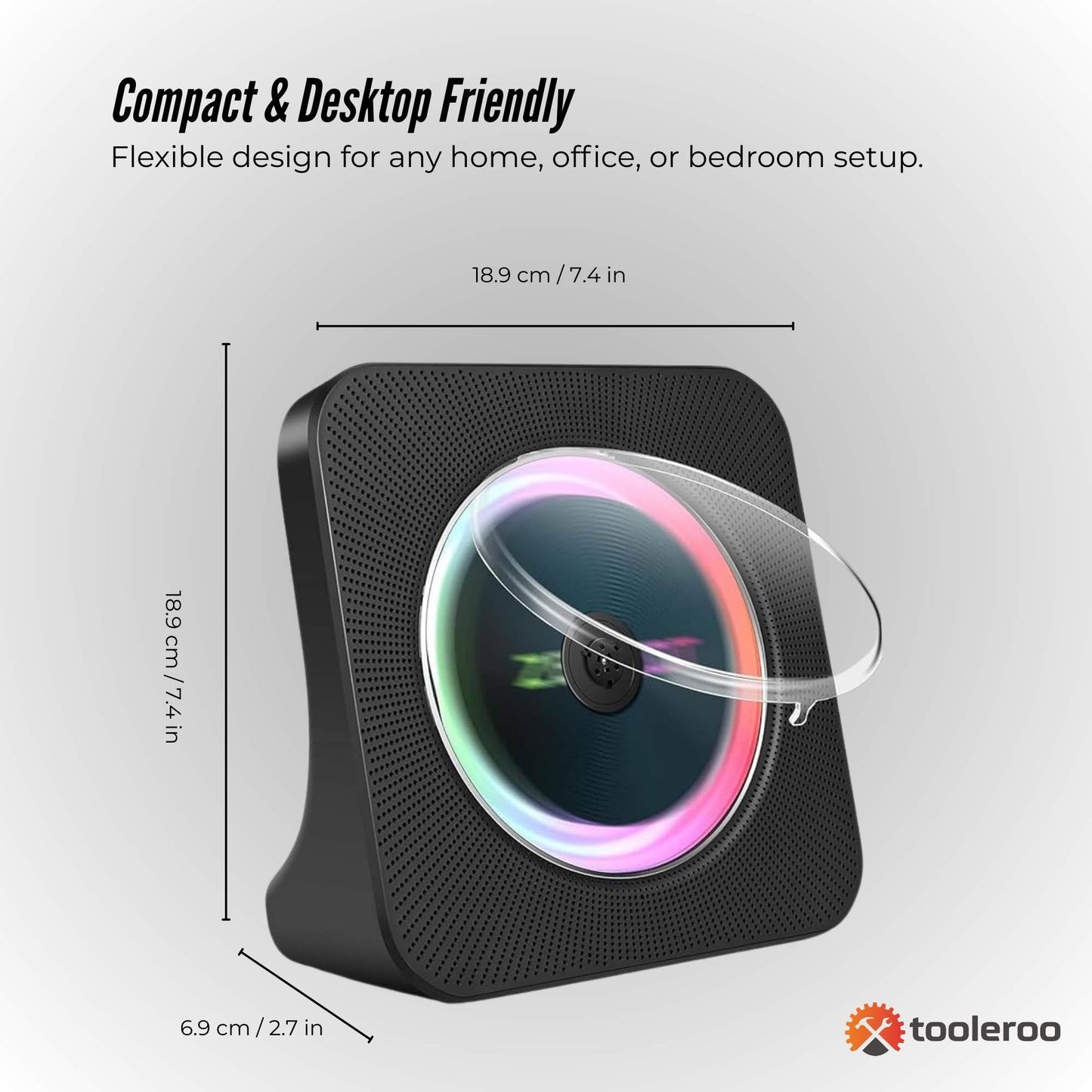 Tooleroo USB Rechargeable Desktop CD Player Speaker - Bluetooth Portable Black V238-SUPDZ-41319004274768
