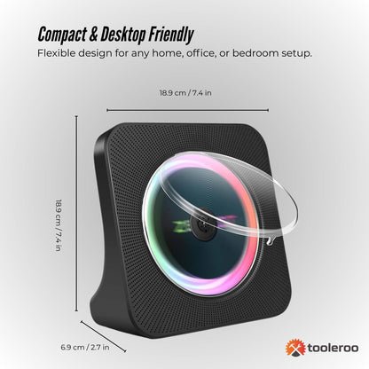 Tooleroo USB Rechargeable Desktop CD Player Speaker - Bluetooth Portable Black V238-SUPDZ-41319004274768