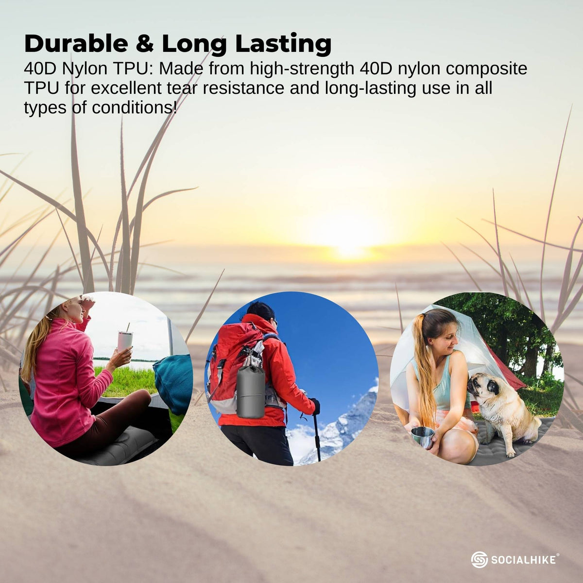 Social Hike Step-Inflating Camping Mattress Lightweight Waterproof Sleeping Grey V238-SUPDZ-41325159252048