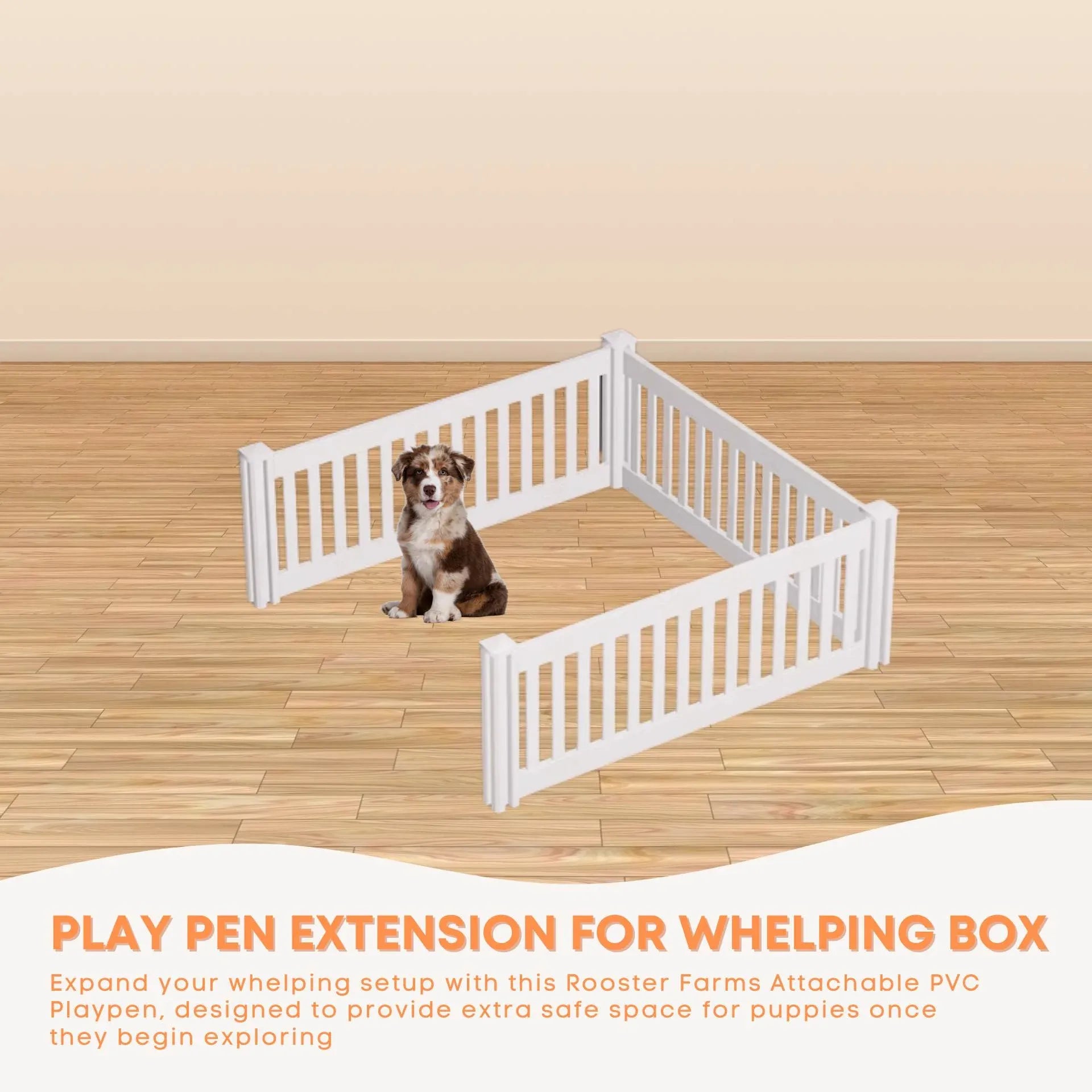 Rooster Farms 0.95m PVC Dog Play Pen Extension for Whelping Box 3 Side Enclosure V238-SUPDZ-41325270401104