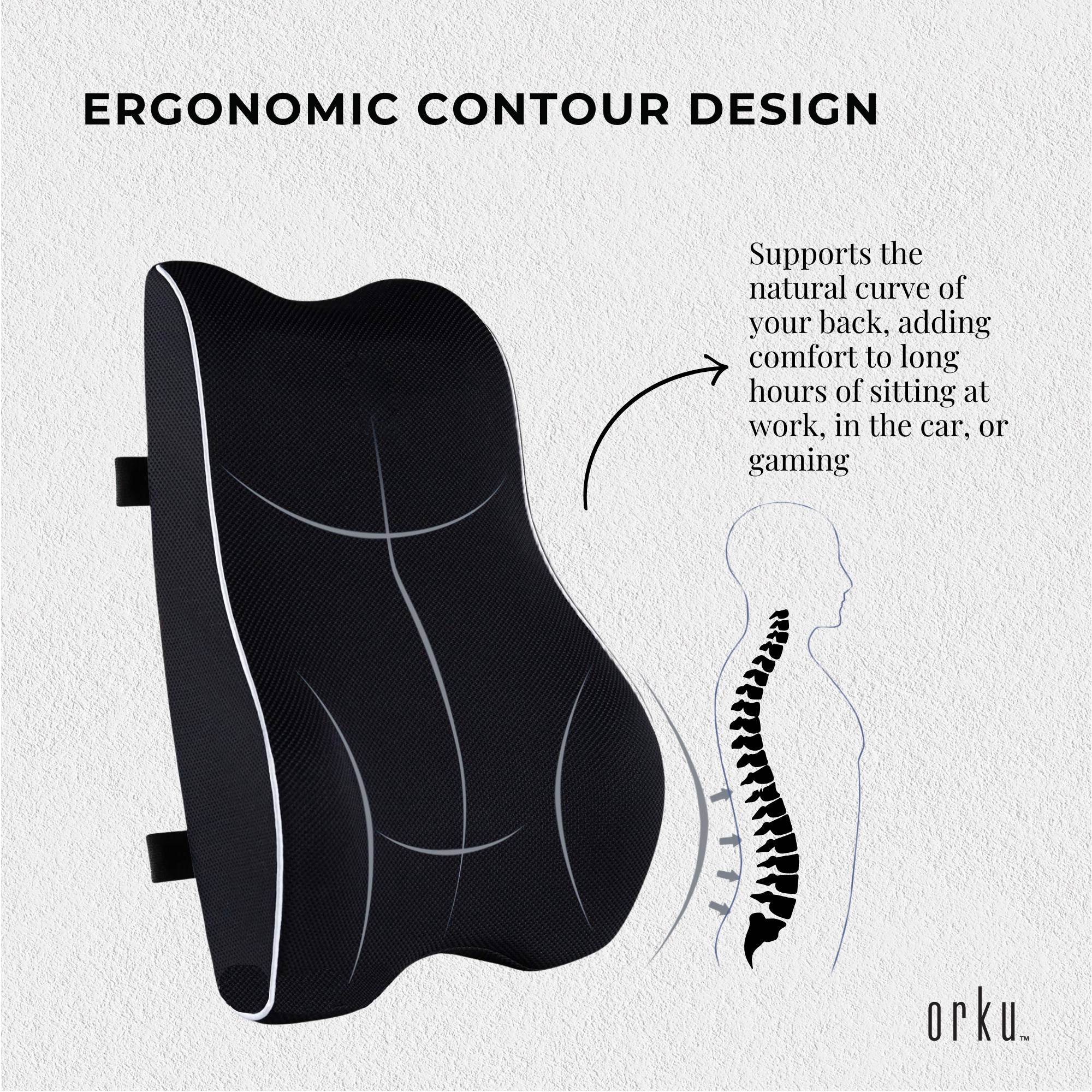 Orku Ergonomic Lumbar Cushion - Memory Foam Back Support Car Office Gaming Chair V238-SUPDZ-41364962181200