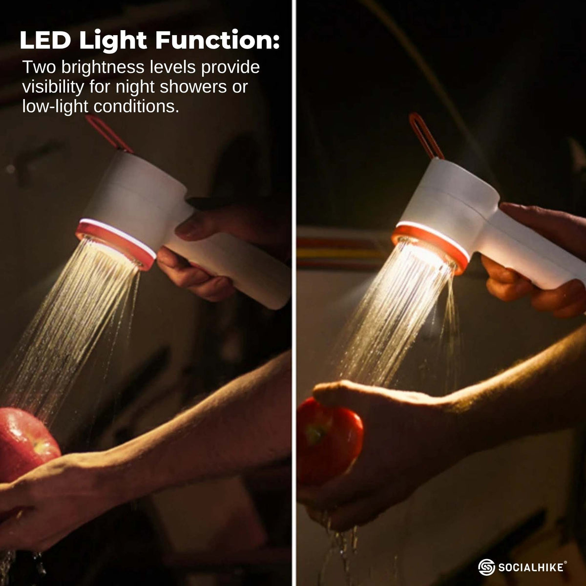 Social Hike Portable Camping Shower Head - Outdoor Rechargeable Pump LED Light V238-SUPDZ-41365023522896