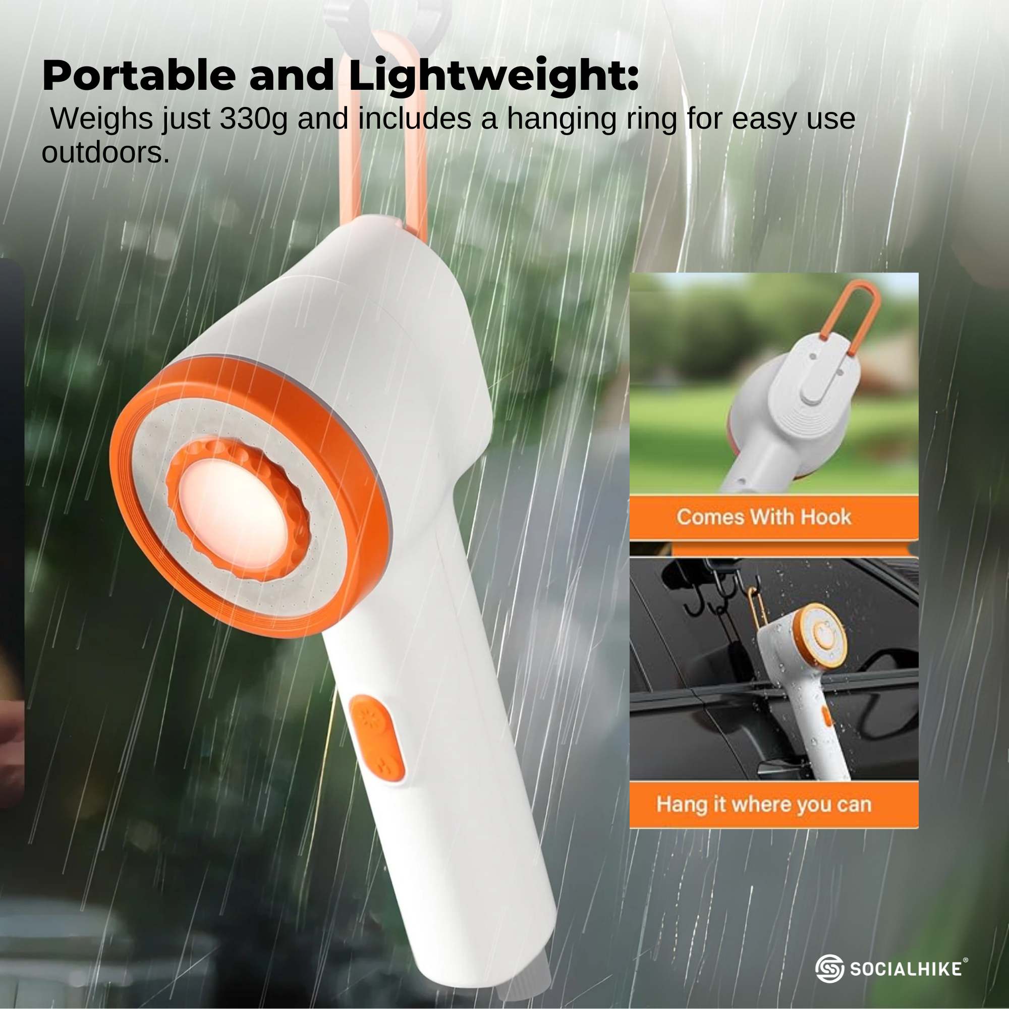 Social Hike Portable Camping Shower Head - Outdoor Rechargeable Pump LED Light V238-SUPDZ-41365023522896