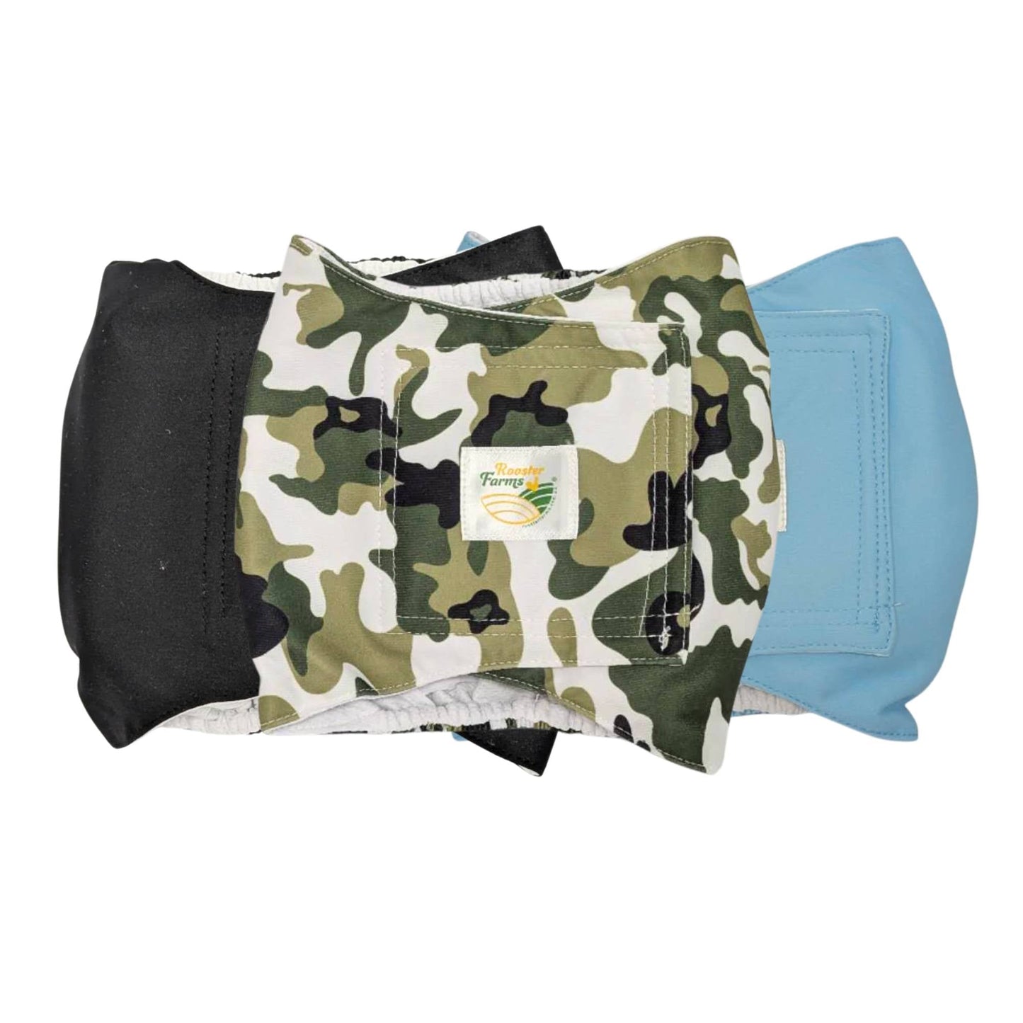Rooster Farms Male Dog Diapers Small 3Pk - Washable Reusable Nappies Hook/Loop V238-SUPDZ-41365714993232