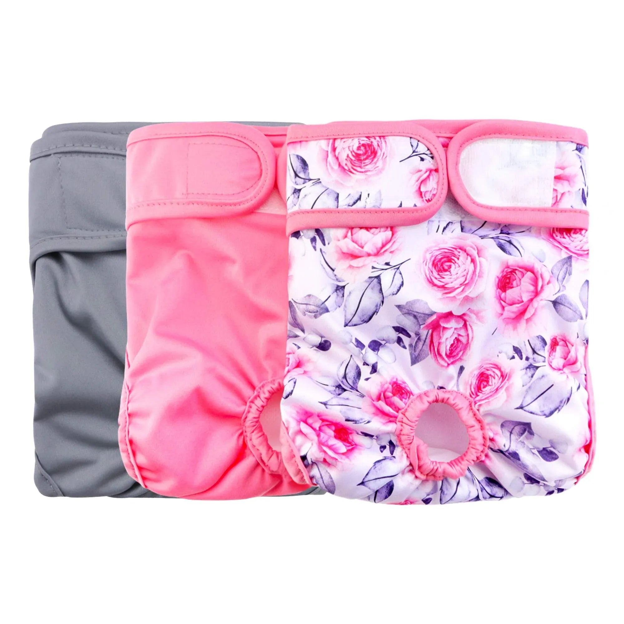 Rooster Farms Female Dog Diapers Medium 3Pk - Washable Reusable Nappy Hook/Loop V238-SUPDZ-41365730787408