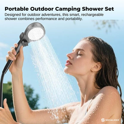 Social Hike Portable Camping Shower Kit - 6000MAh Outdoor Rechargeable Pump LED V238-SUPDZ-41370003538000