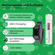 Rooster Farms Dog Bark Training Collar Citronella + Sound Rechargeable Automatic V238-SUPDZ-41383170736208