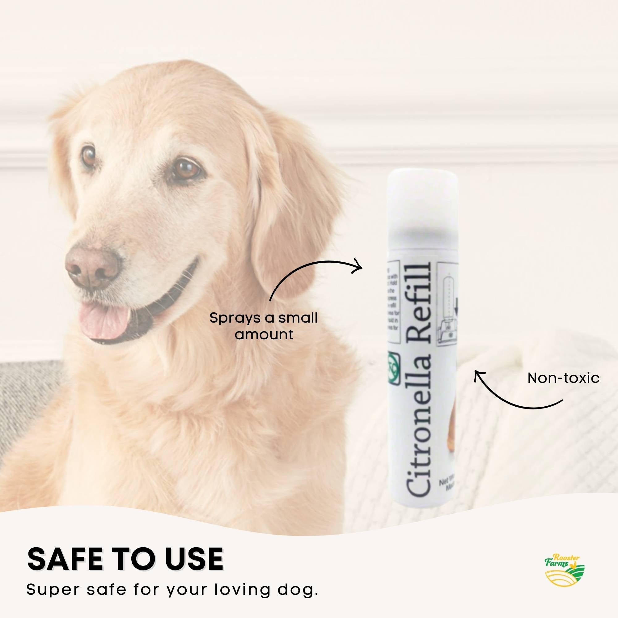 Rooster Farms Dog Bark Training Collar Citronella + Sound Rechargeable Automatic V238-SUPDZ-41383170736208