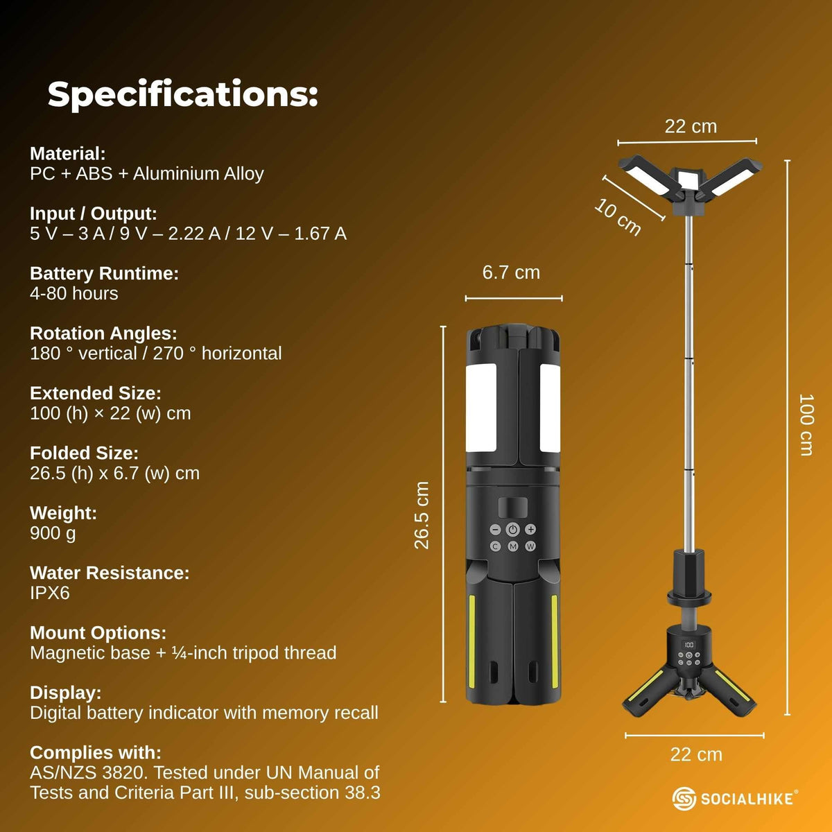Social Hike Rechargeable Telescopic Camping Light - Outdoor LED 20W Lantern V238-SUPDZ-41393401528400