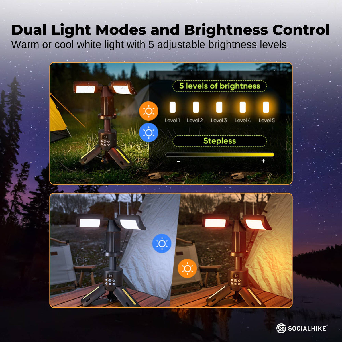 Social Hike Rechargeable Telescopic Camping Light - Outdoor LED 20W Lantern V238-SUPDZ-41393401528400