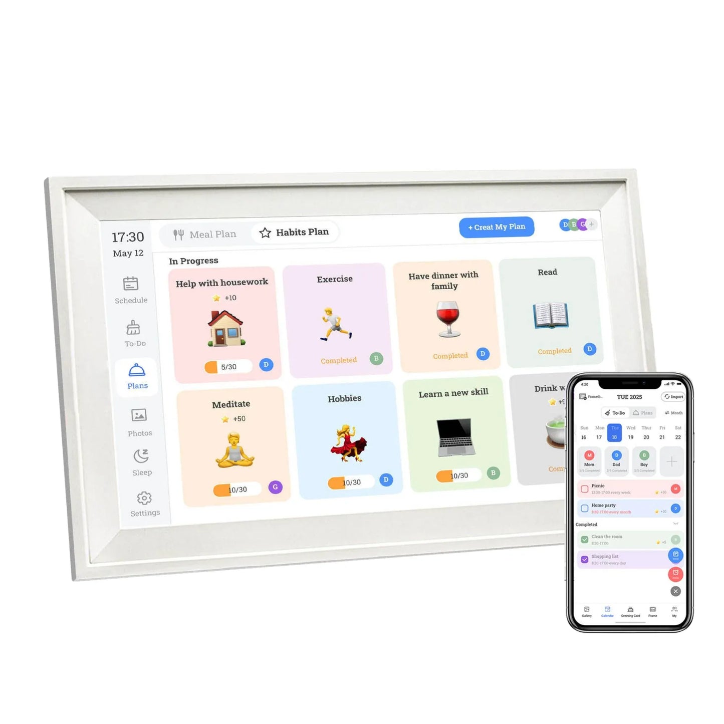 Kitchee 15.6" Digital Calendar Smart Family Planner - 39.6cm Touchscreen White V238-SUPDZ-41416477802576