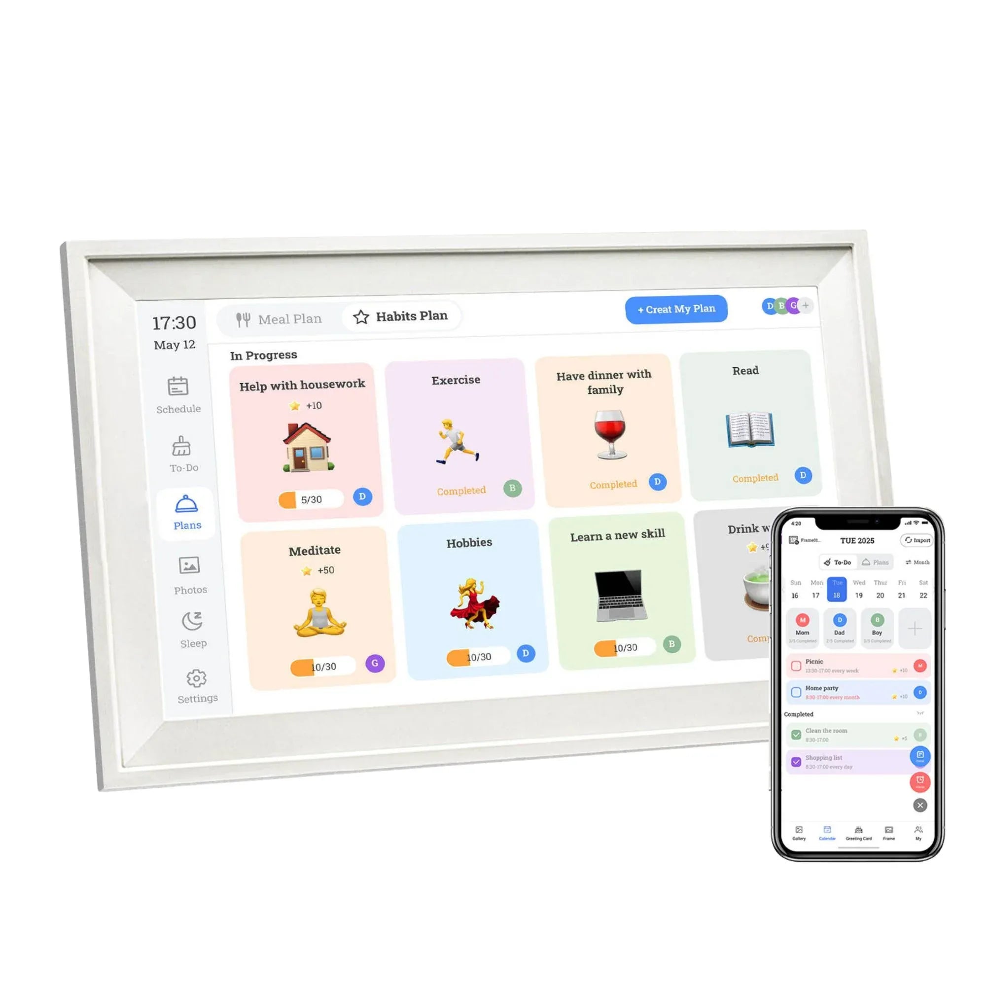 Kitchee 15.6" Digital Calendar Smart Family Planner - 39.6cm Touchscreen White V238-SUPDZ-41416477802576
