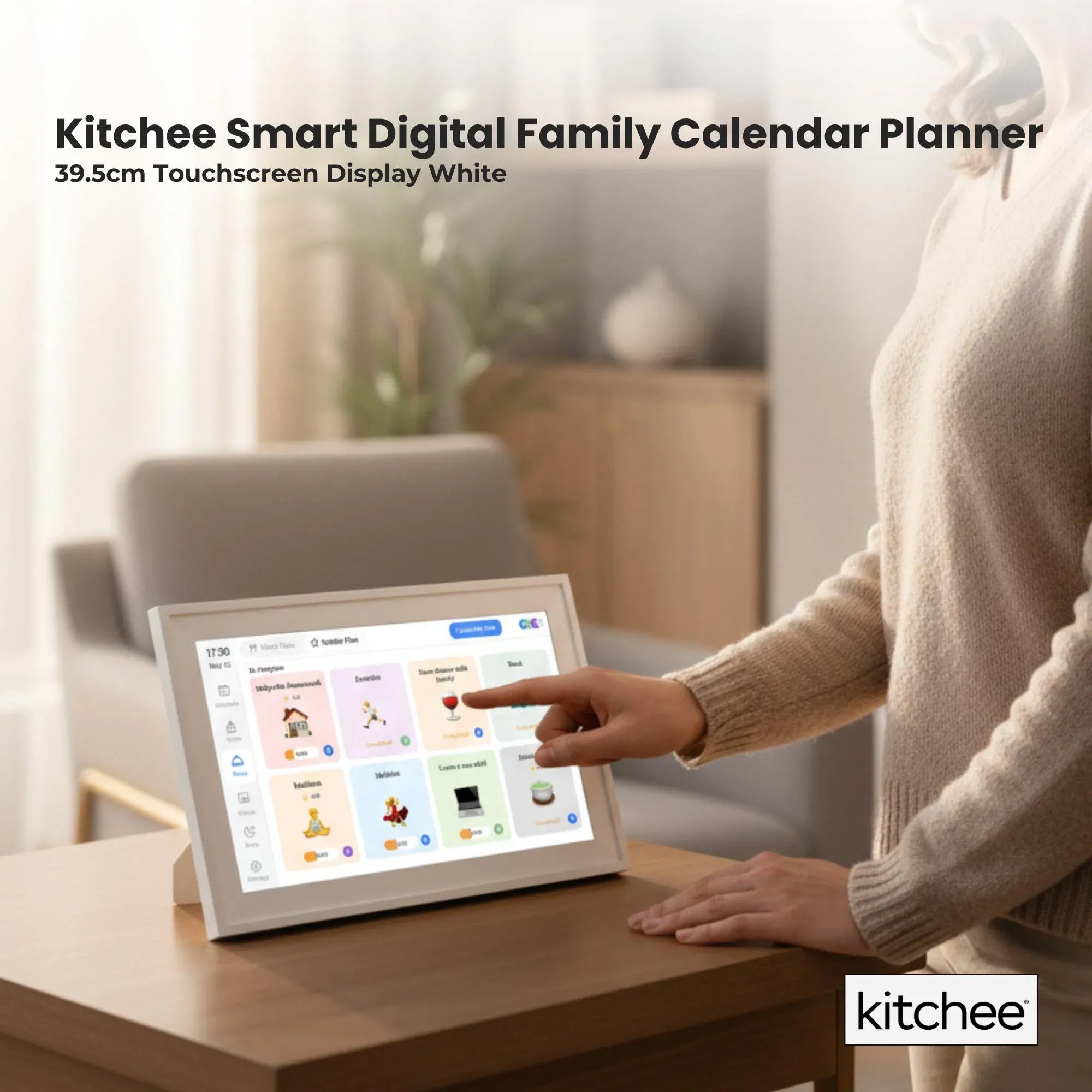 Kitchee 15.6" Digital Calendar Smart Family Planner - 39.6cm Touchscreen White V238-SUPDZ-41416477802576