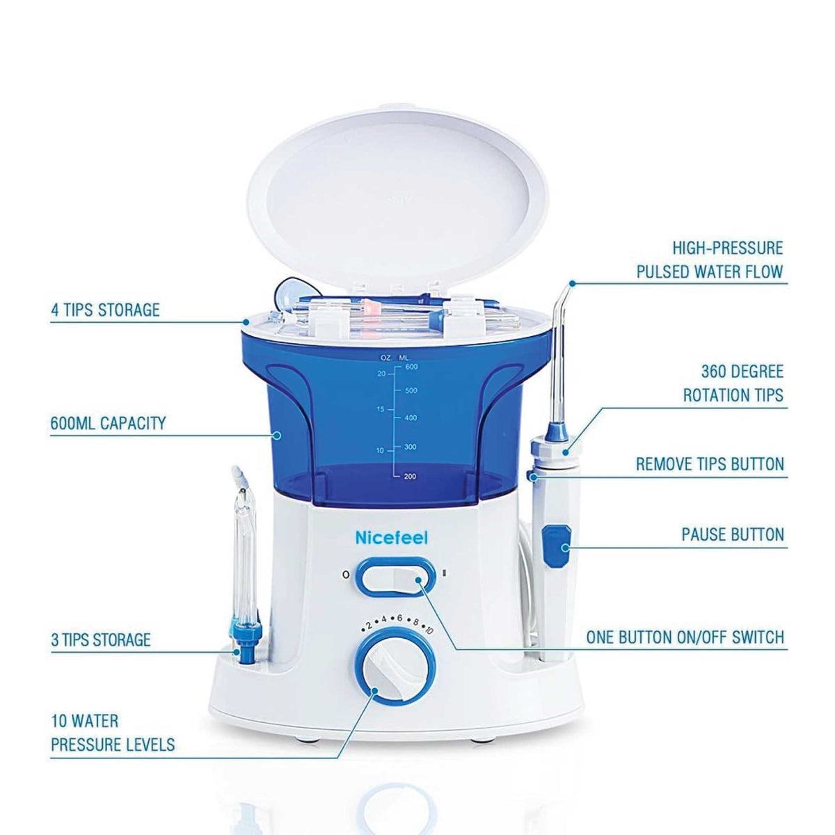 600ml Dental Water Flossing Teeth Flosser - Electric Oral Tooth Irrigator Cleaner V238-SUPDZ-41569911110