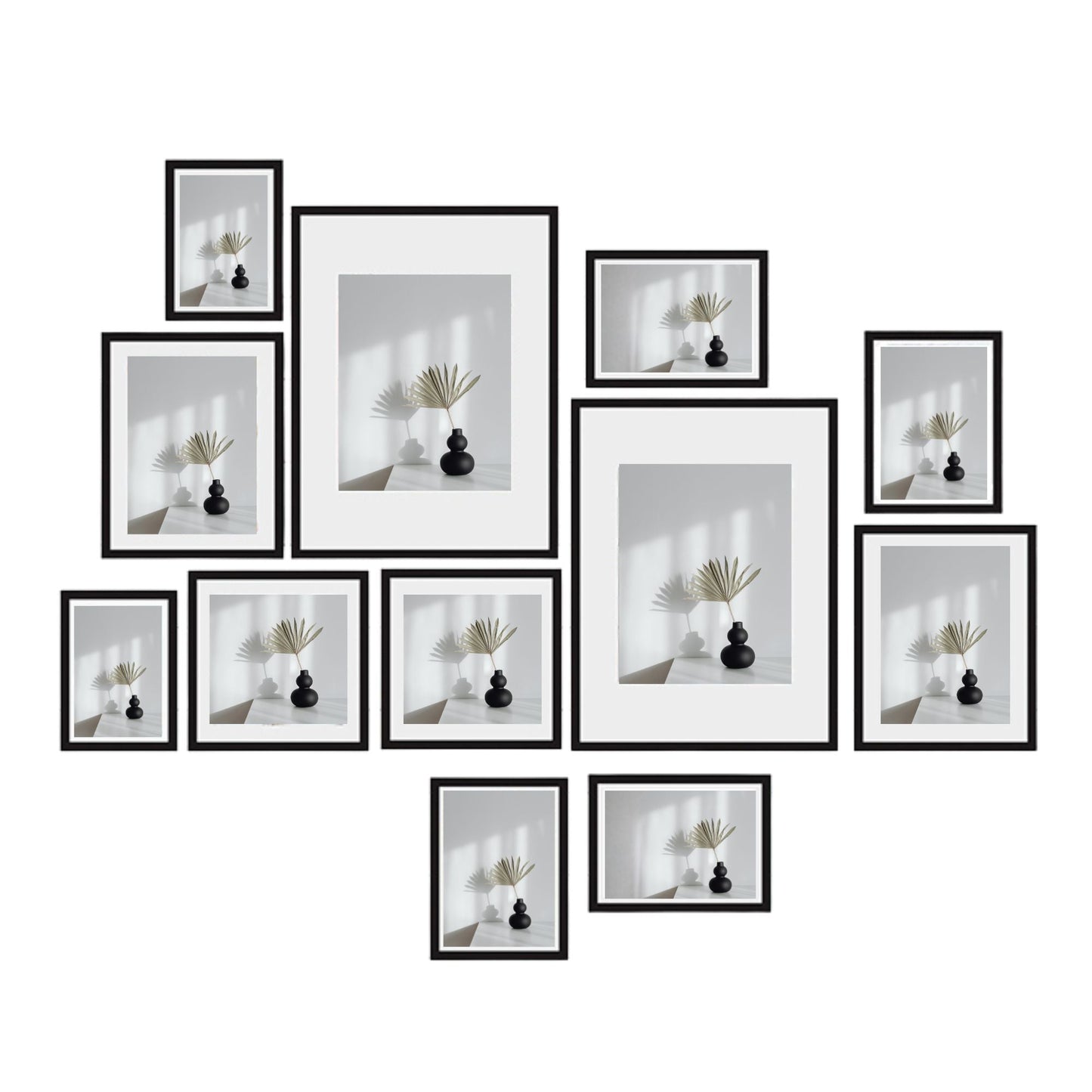 Kitchee 12 Pieces Photo Frame Set - Modern Gallery Wall Mixed Sizes Matt Black V238-SUPDZ-41889230225488