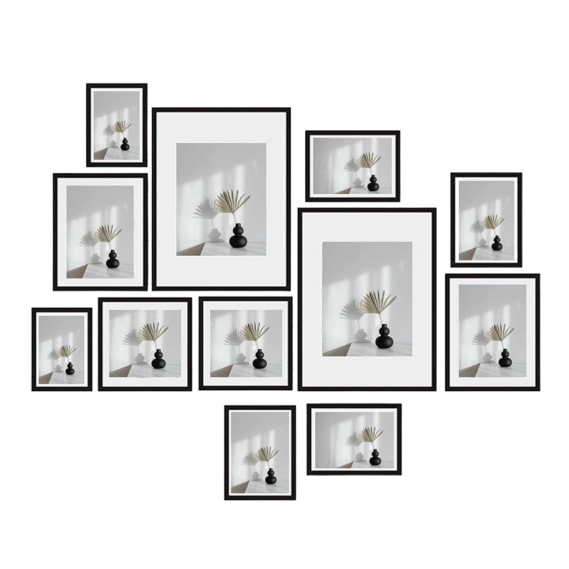 Kitchee 12 Pieces Photo Frame Set - Modern Gallery Wall Mixed Sizes Matt Black V238-SUPDZ-41889230225488