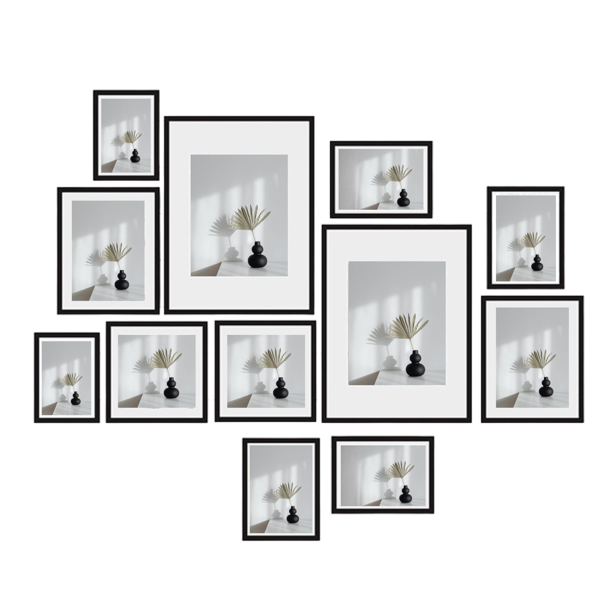 Kitchee 12 Pieces Photo Frame Set - Modern Gallery Wall Mixed Sizes Matt Black V238-SUPDZ-41889230225488