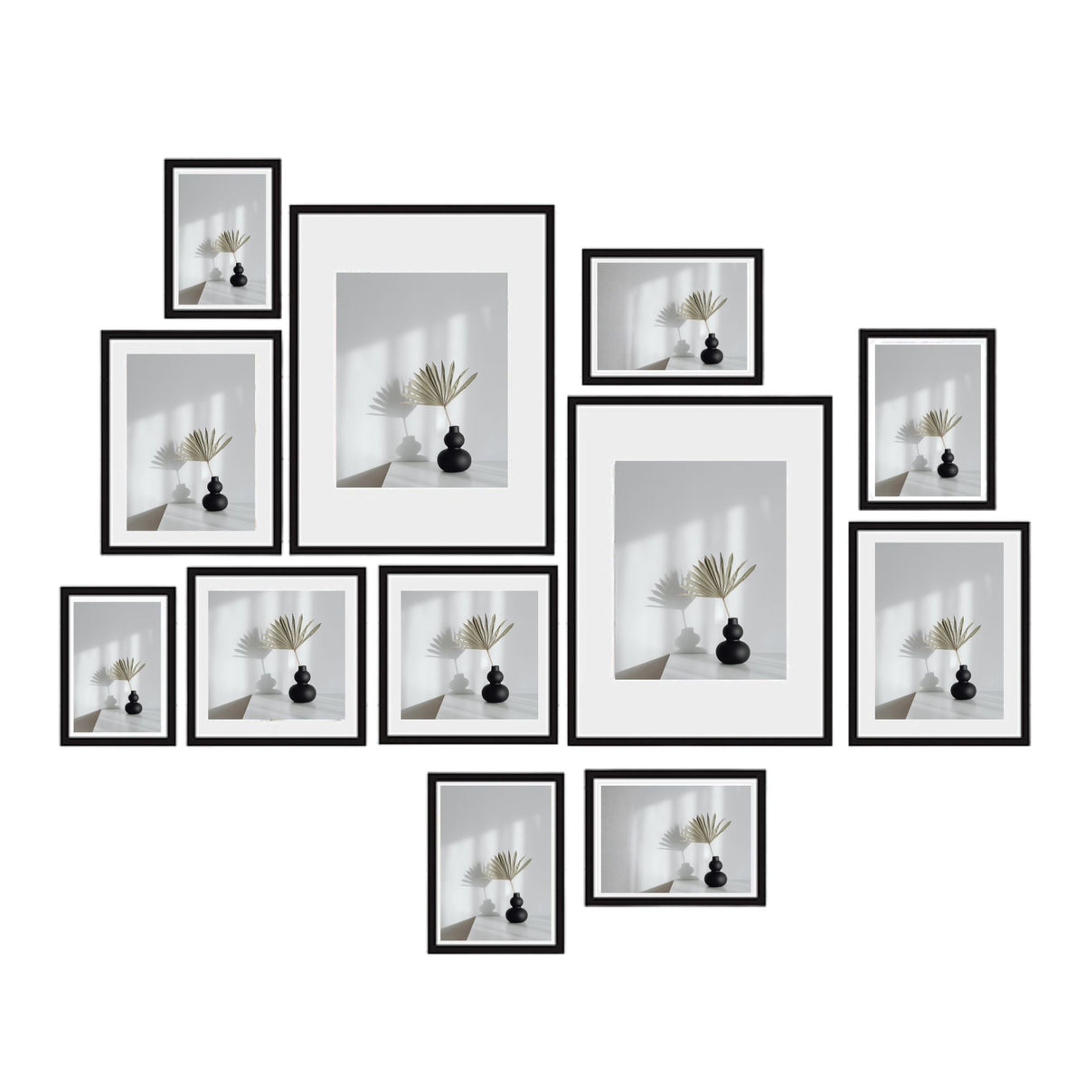 Kitchee 12 Pieces Photo Frame Set - Modern Gallery Wall Mixed Sizes Matt Black V238-SUPDZ-41889230225488