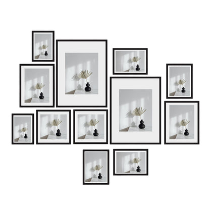 Kitchee 12 Pieces Photo Frame Set - Modern Gallery Wall Mixed Sizes Matt Black V238-SUPDZ-41889230225488