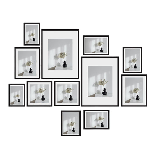 Kitchee 12 Pieces Photo Frame Set - Modern Gallery Wall Mixed Sizes Matt Black V238-SUPDZ-41889230225488