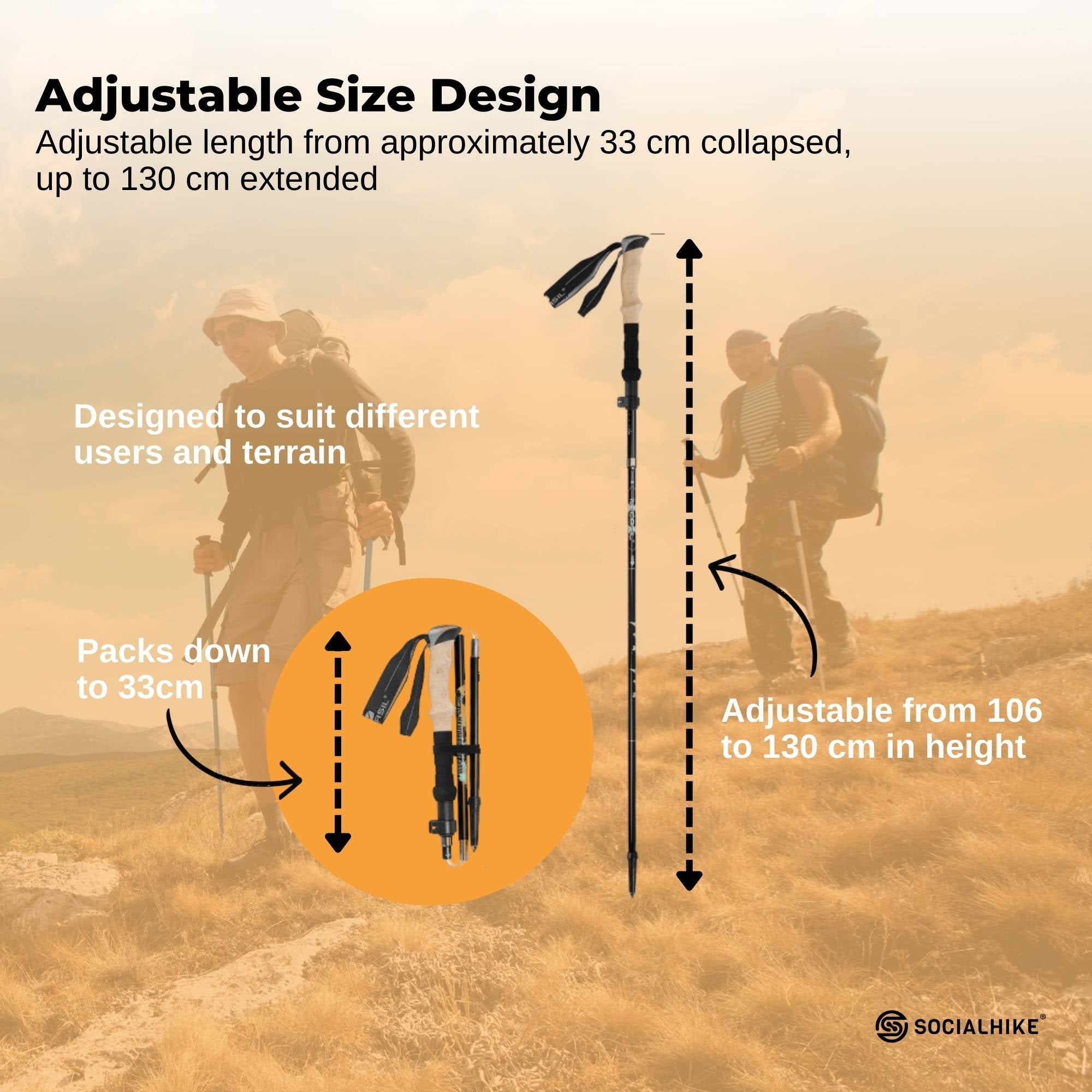 Social Hike Trekking Poles Set of 2 Adjustable Lightweight Hiking Walking Sticks V238-SUPDZ-41895542521936