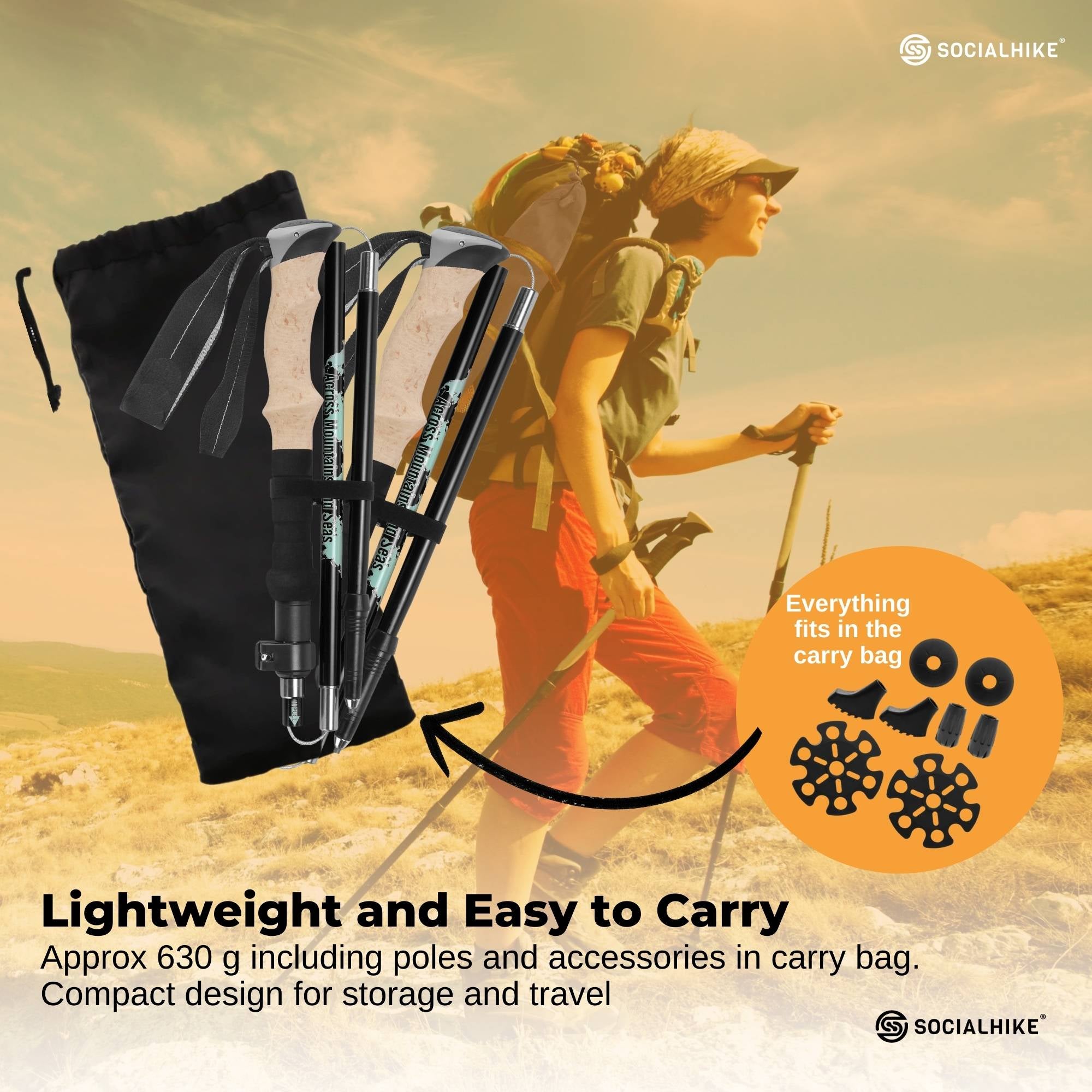 Social Hike Trekking Poles Set of 2 Adjustable Lightweight Hiking Walking Sticks V238-SUPDZ-41895542521936