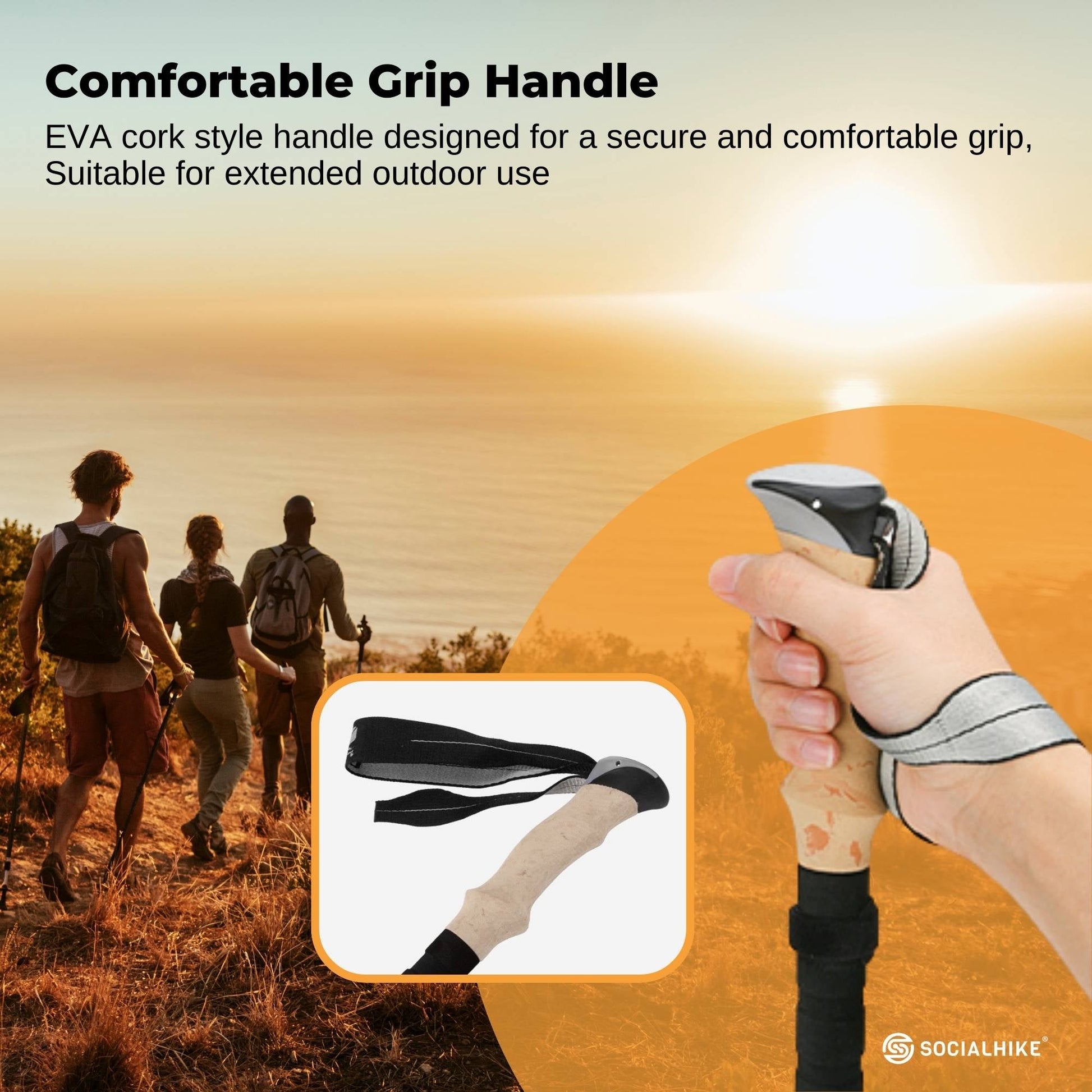 Social Hike Trekking Poles Set of 2 Adjustable Lightweight Hiking Walking Sticks V238-SUPDZ-41895542521936