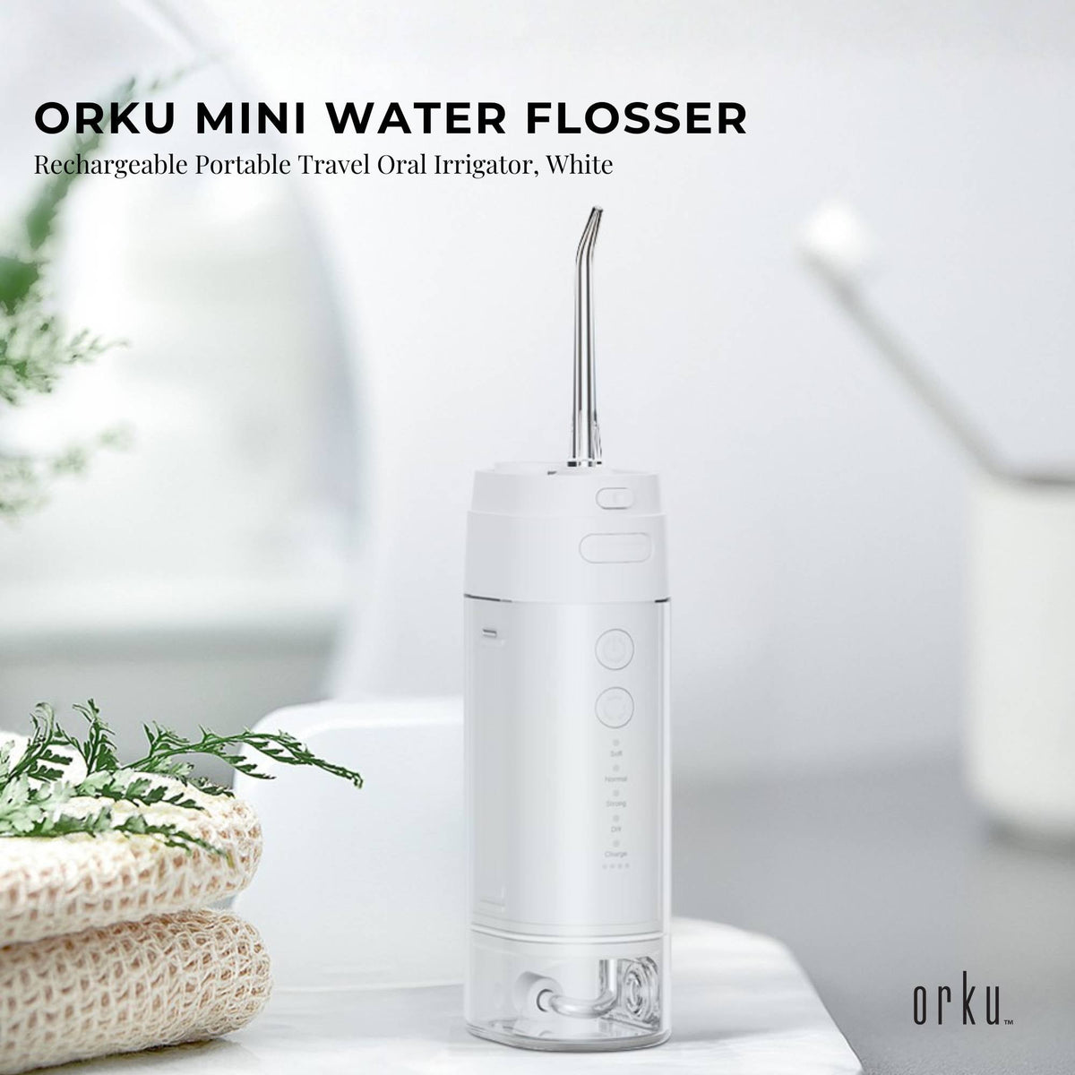 Orku Mini Water Flosser Rechargeable Portable Extendable Travel Oral Irrigator White V238-SUPDZ-41902440415312