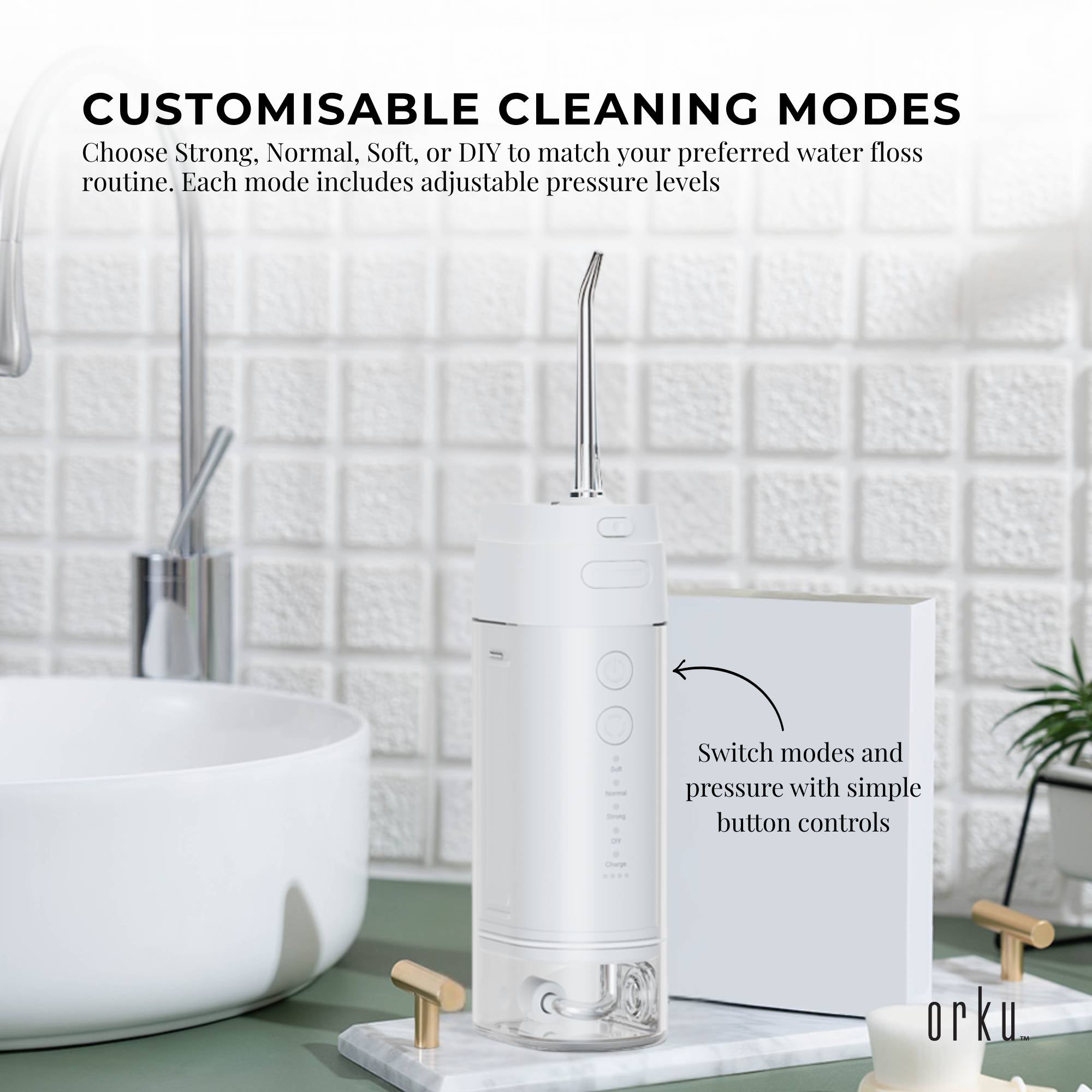 Orku Mini Water Flosser Rechargeable Portable Extendable Travel Oral Irrigator White V238-SUPDZ-41902440415312