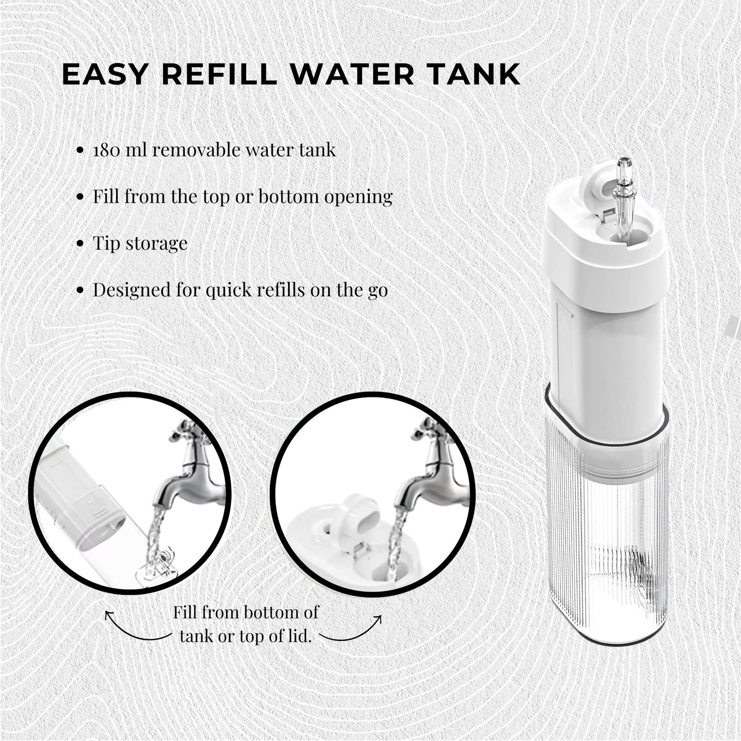 Orku Mini Water Flosser Rechargeable Portable Extendable Travel Oral Irrigator White V238-SUPDZ-41902440415312