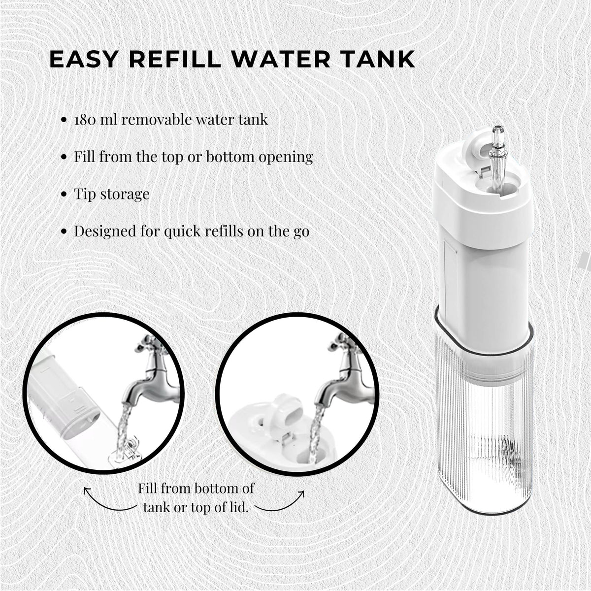 Orku Mini Water Flosser Rechargeable Portable Extendable Travel Oral Irrigator White V238-SUPDZ-41902440415312