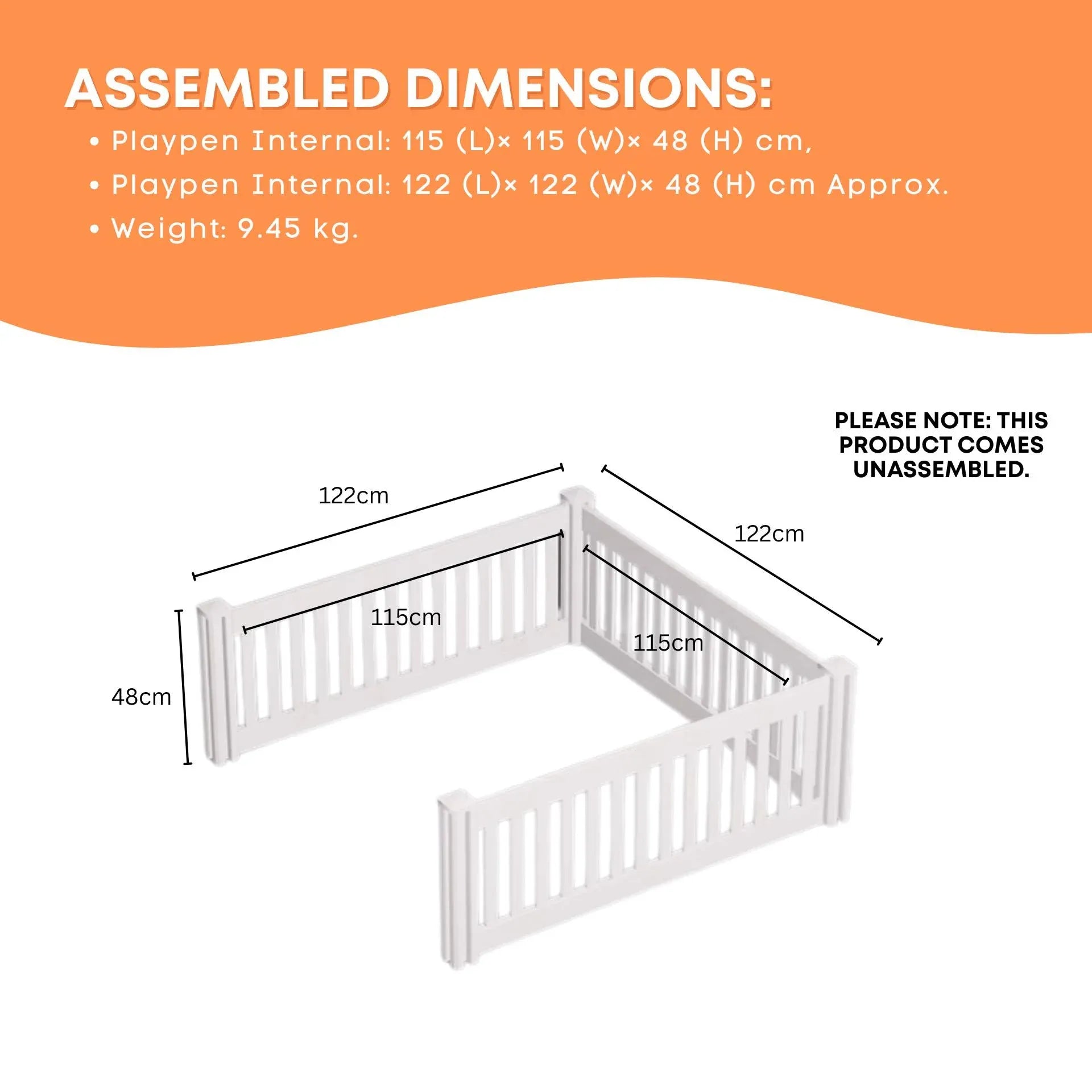 Rooster Farms 1.15m PVC Dog Play Pen Extension for Whelping Box 3 Side Enclosure V238-SUPDZ-41965104693328