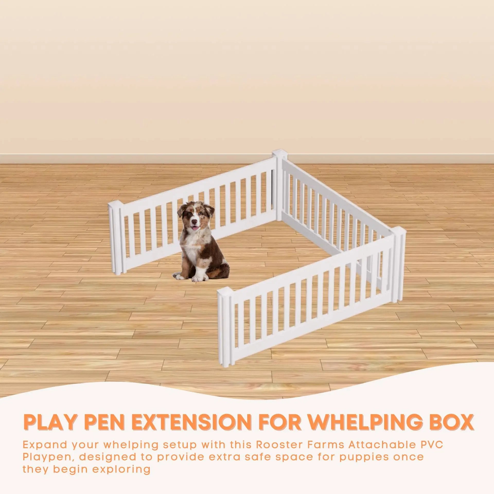 Rooster Farms 1.48m PVC Dog Play Pen Extension for Whelping Box 3 Side Enclosure V238-SUPDZ-41965113802832