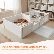 Rooster Farms 2.96m x 1.48m PVC Dog Whelping Box + Playpen Kit - Anti-Crush Rail V238-SUPDZ-41965153124432