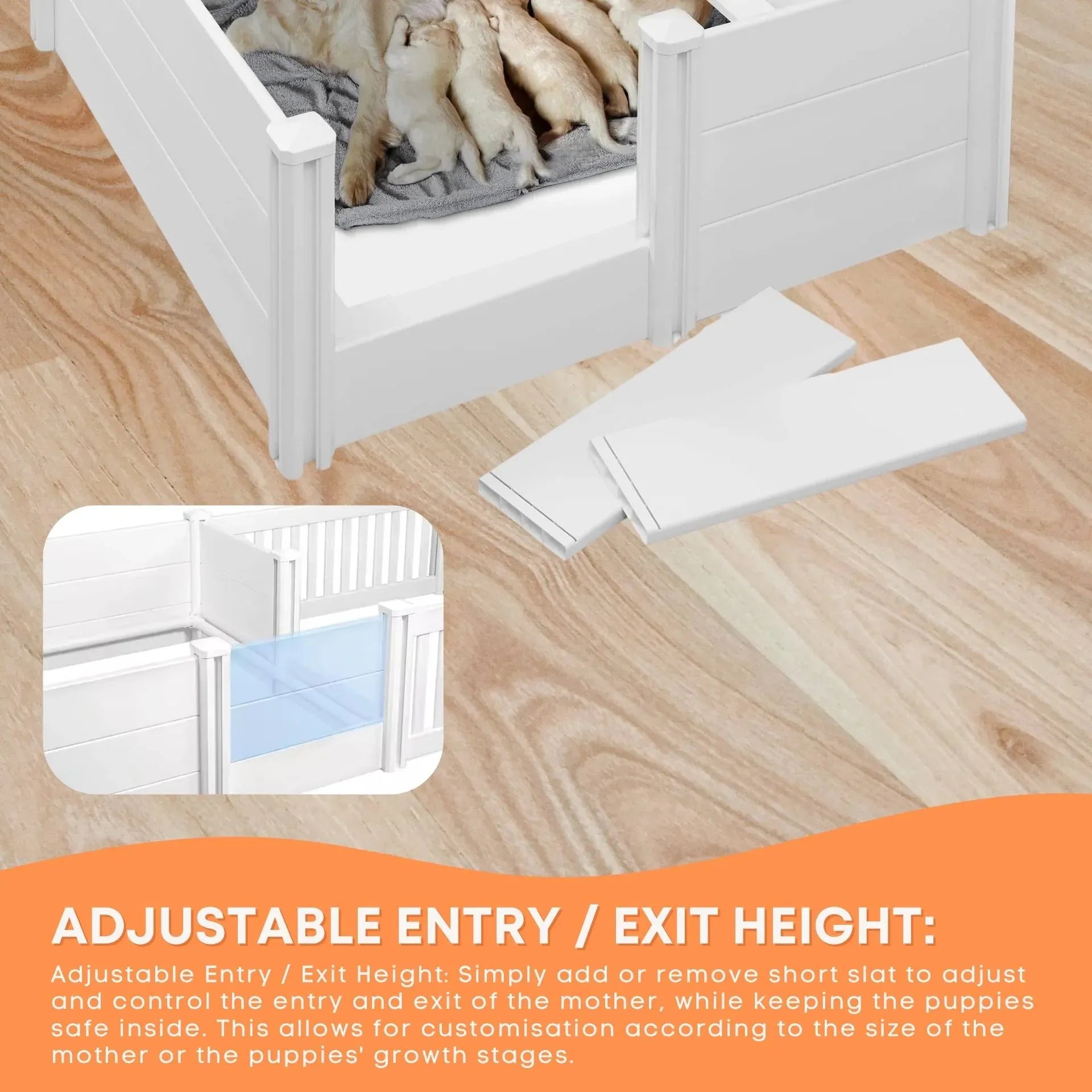 Rooster Farms 2.96m x 1.48m PVC Dog Whelping Box + Playpen Kit - Anti-Crush Rail V238-SUPDZ-41965153124432