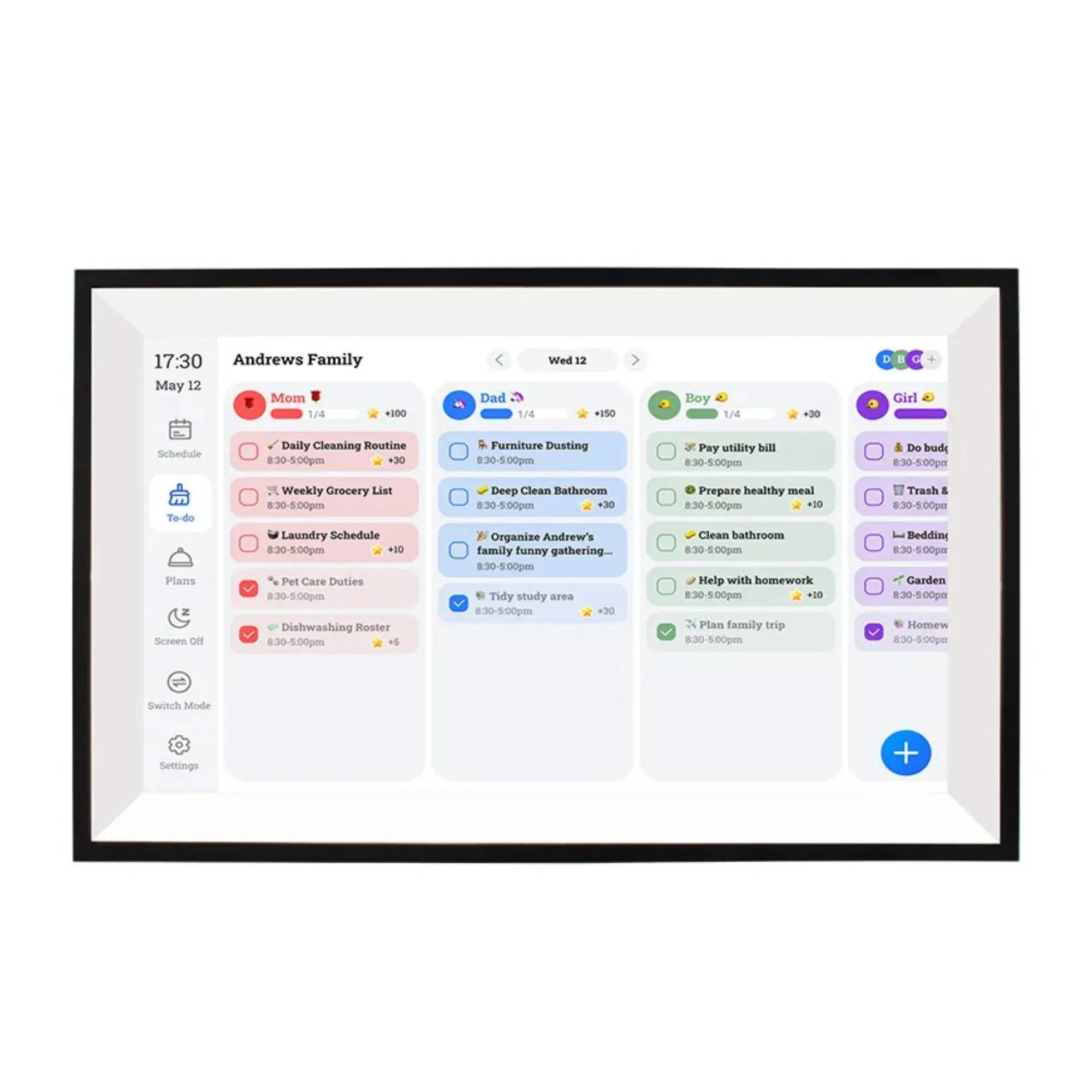 Kitchee 15.6" Digital Calendar Smart Family Planner - 39.5cm Touchscreen Black V238-SUPDZ-41973800796240