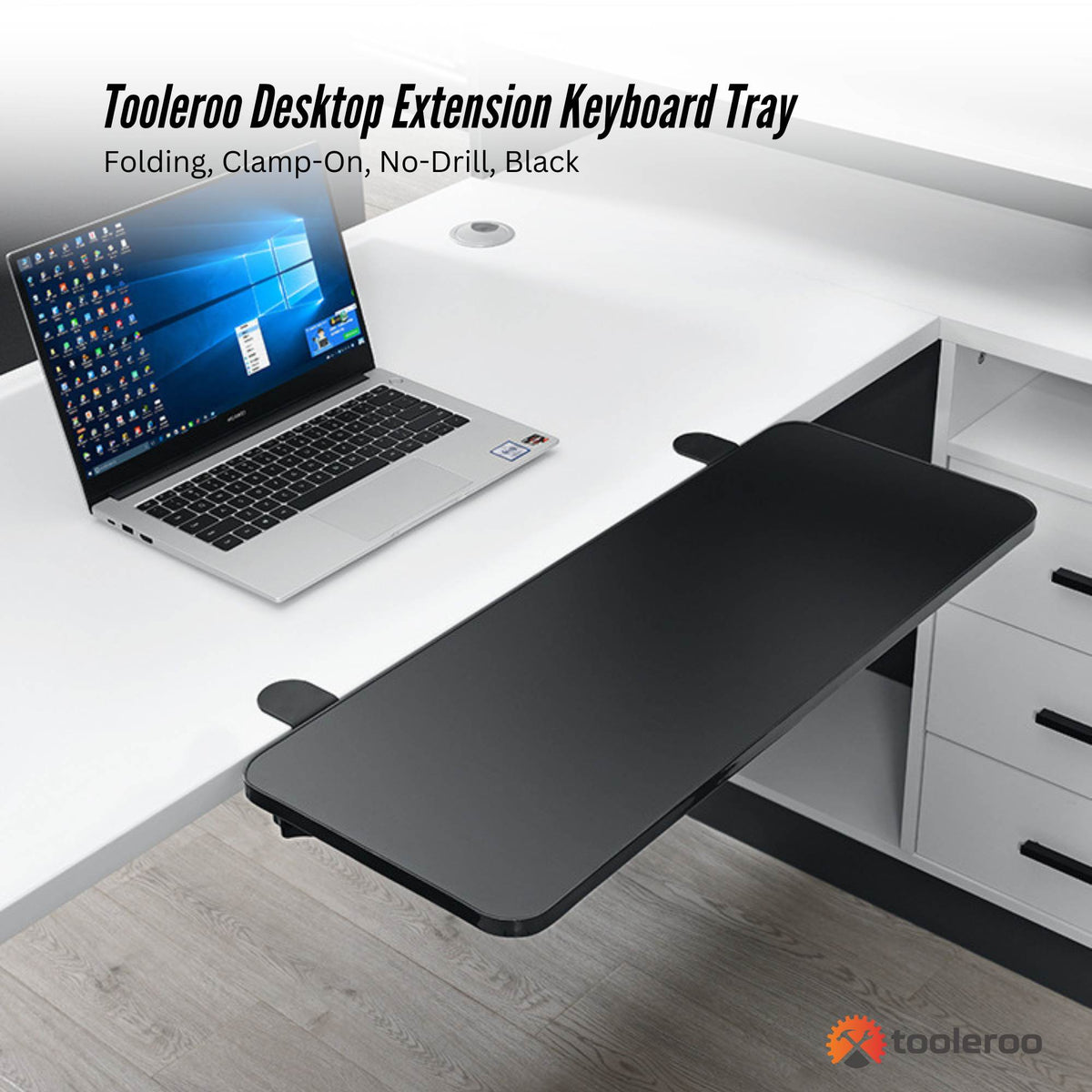 Tooleroo Folding Tray Desk Extender - Clamp-On Table Extension Shelf Black V238-SUPDZ-41974818668624