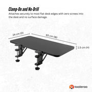 Tooleroo Folding Tray Desk Extender - Clamp-On Table Extension Shelf Black V238-SUPDZ-41974818668624