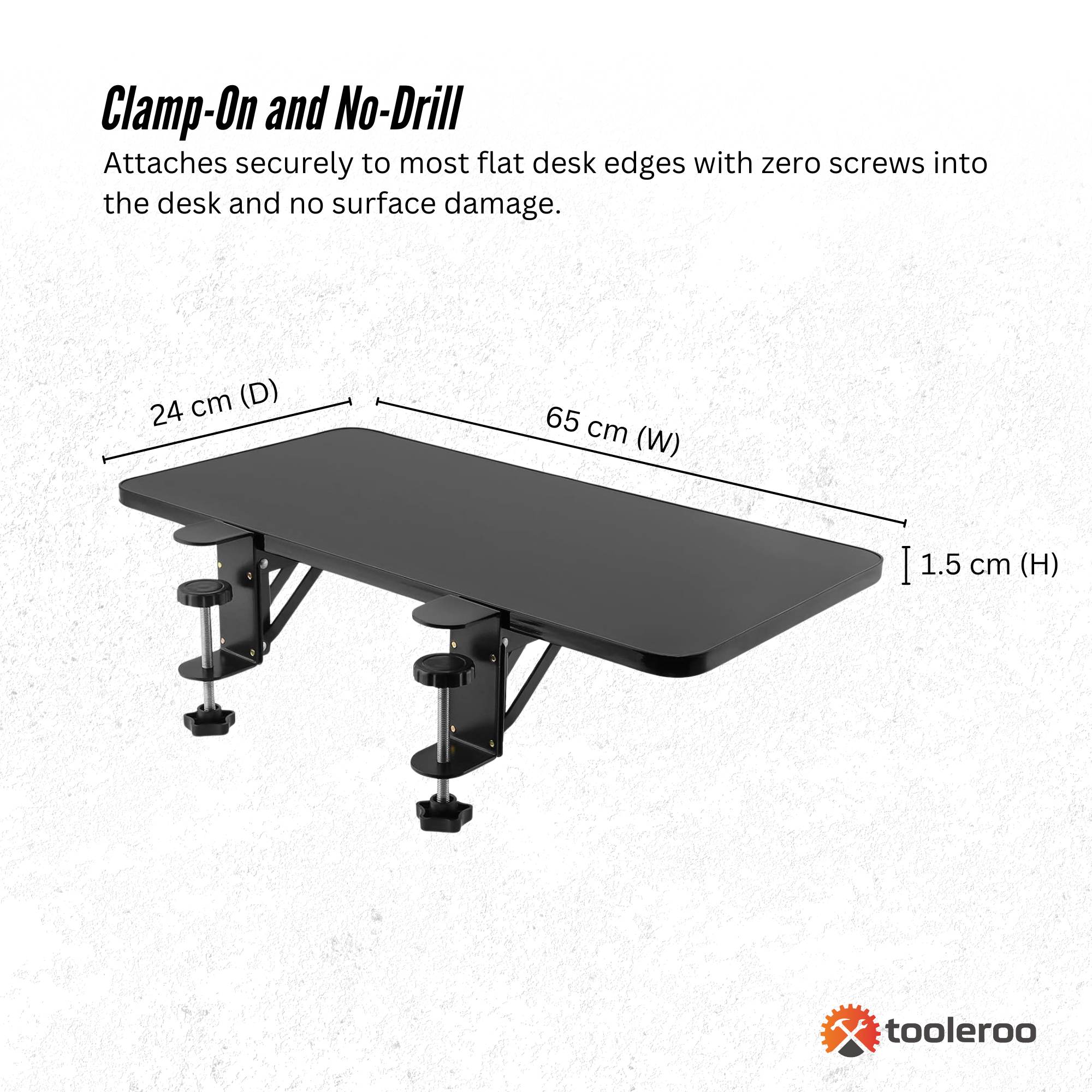 Tooleroo Folding Tray Desk Extender - Clamp-On Table Extension Shelf Black V238-SUPDZ-41974818668624