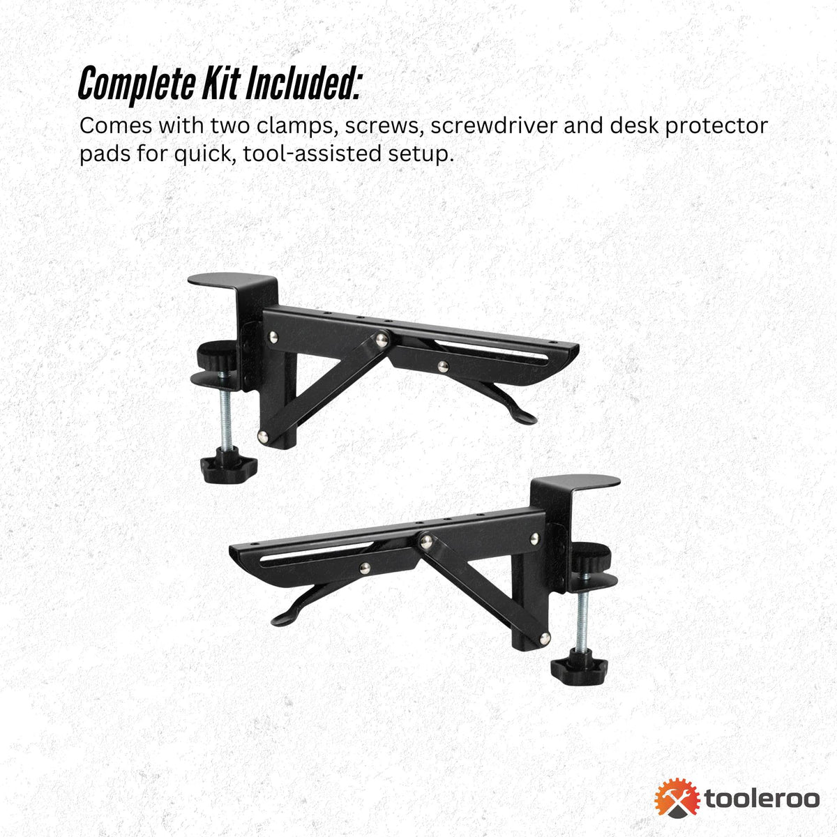 Tooleroo Folding Tray Desk Extender - Clamp-On Table Extension Shelf Black V238-SUPDZ-41974818668624