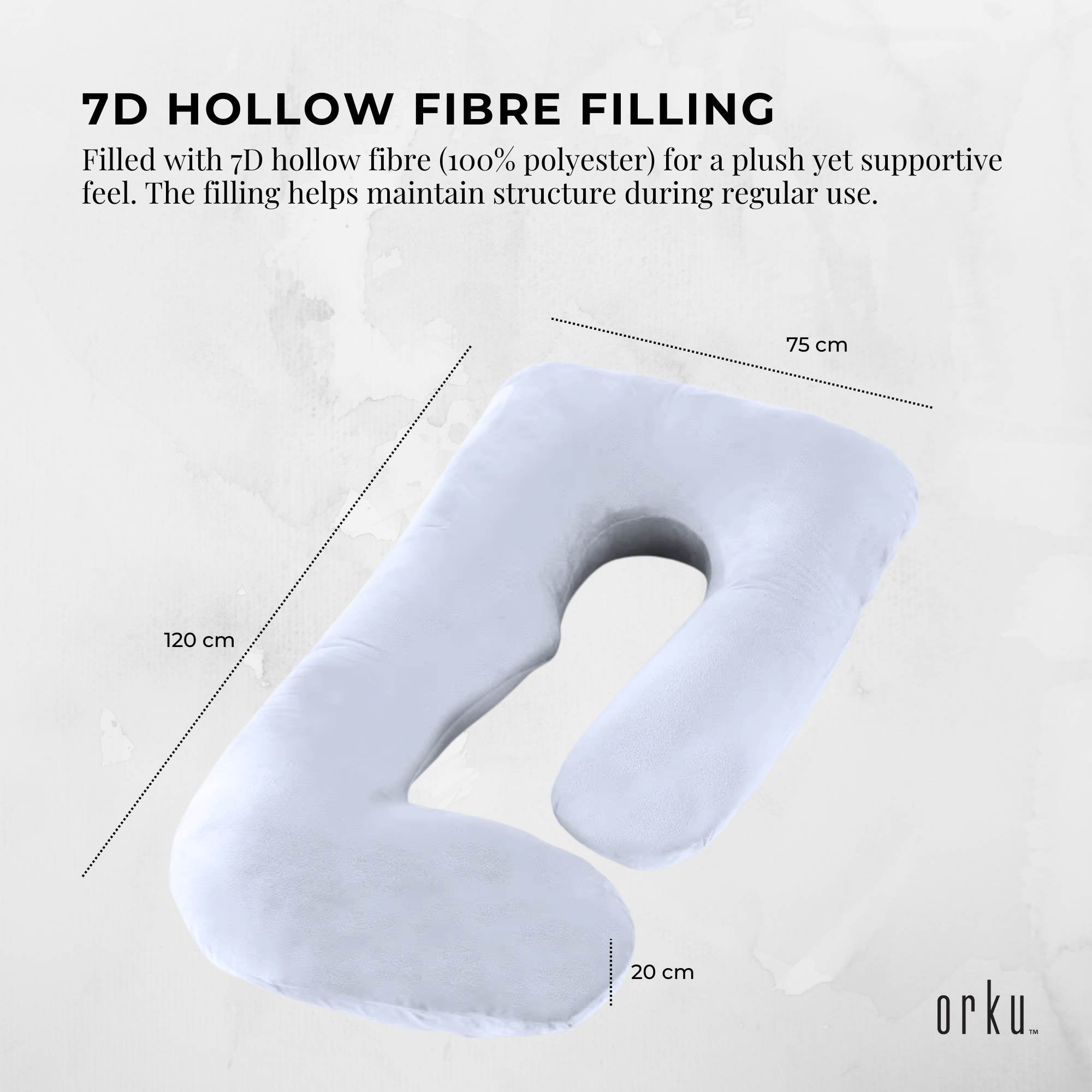 Orku Maternity Pregnancy Pillow - J-Shape Full Body Length for Side Sleeper Grey V238-SUPDZ-41983218090064